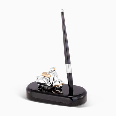 Small Motorcycle Pen Stand Silver Plated 