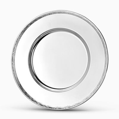 Bordered Decorated Tray/ Underplate Silver Plated 