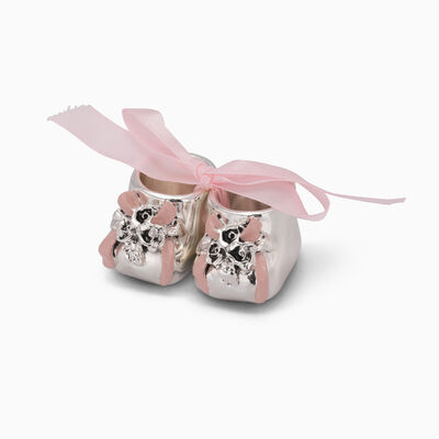 Pink Baby Shoes Silver Plated 