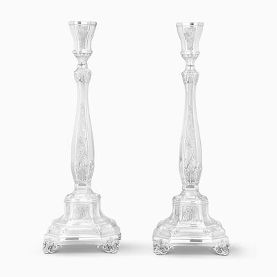 Bakio Decorated Sterling Silver Candlesticks 