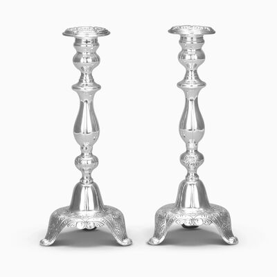 Lubavitch Candlesticks Sterling Silver Small 
